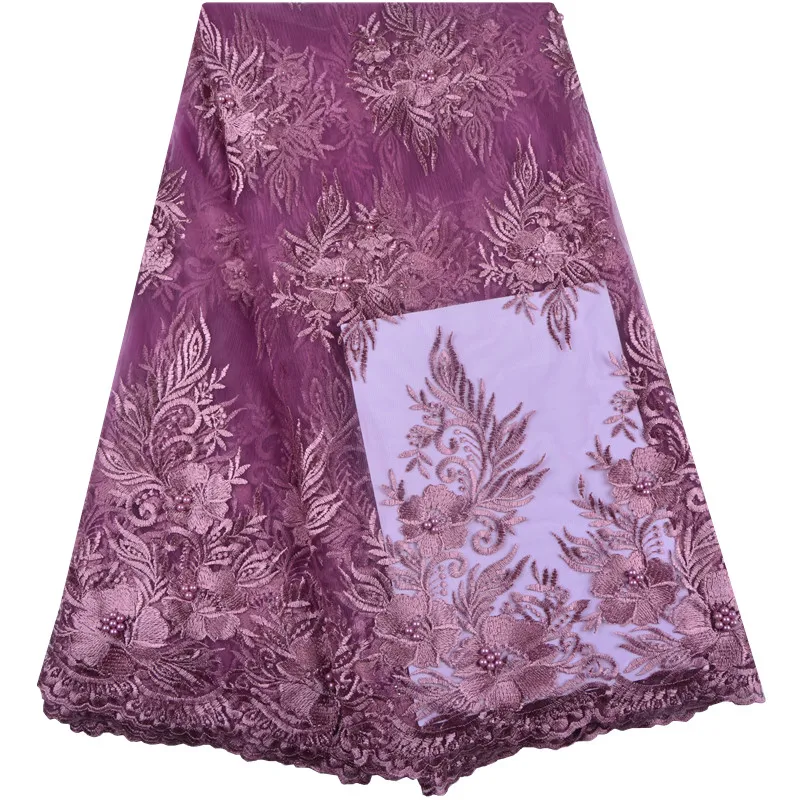 

Nigerian Lace Fabric Bridal Fashion Beads African French Lace Fabric 5 Yards Tulle Mesh Net Lace Materials In White Color 1343