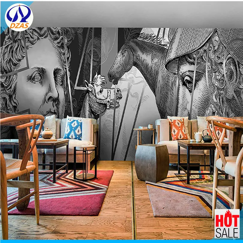 

2018 European-style hand-painted 3D art sketch figure large mural Cafe restaurant AS-CX living room office wall mural