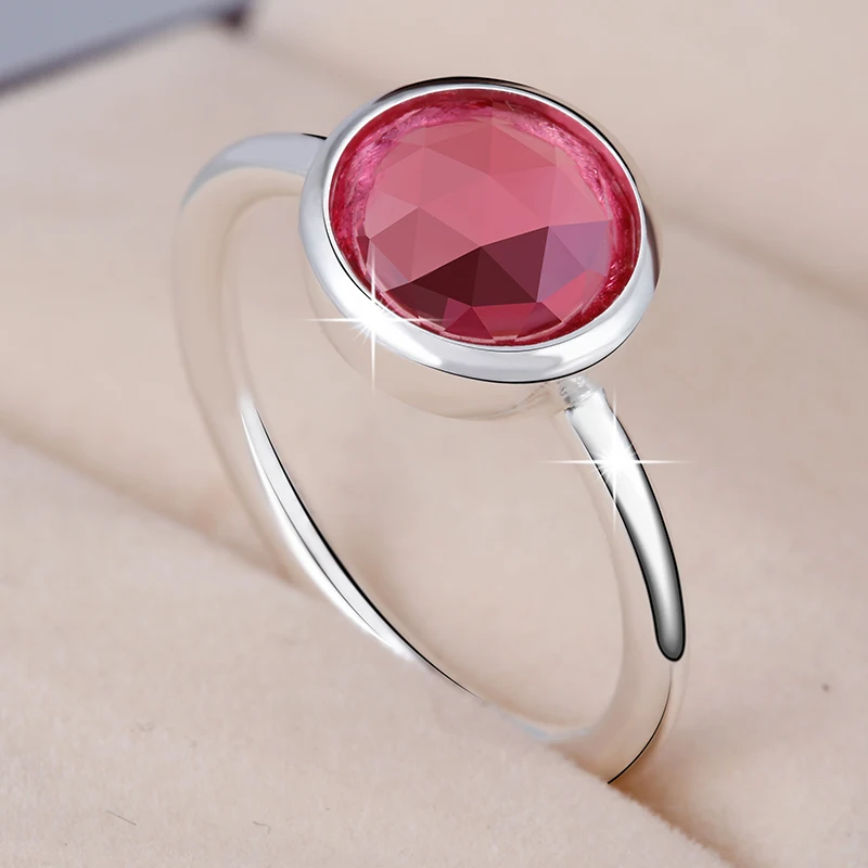 New Arrivals Silver Ring Holes Round Big Rhombohedron Crystal Exquisite Gift For Women Girls Fashion Jewelry Accessories | Украшения и