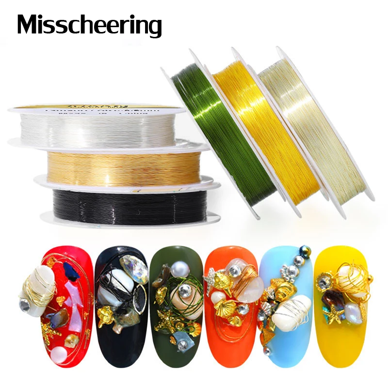 

New 1 Roll 20M Six Colors Copper Wire Color Protection Nail Art Decoration Charm DIY 3D Design Jewelry Manicure Supplies