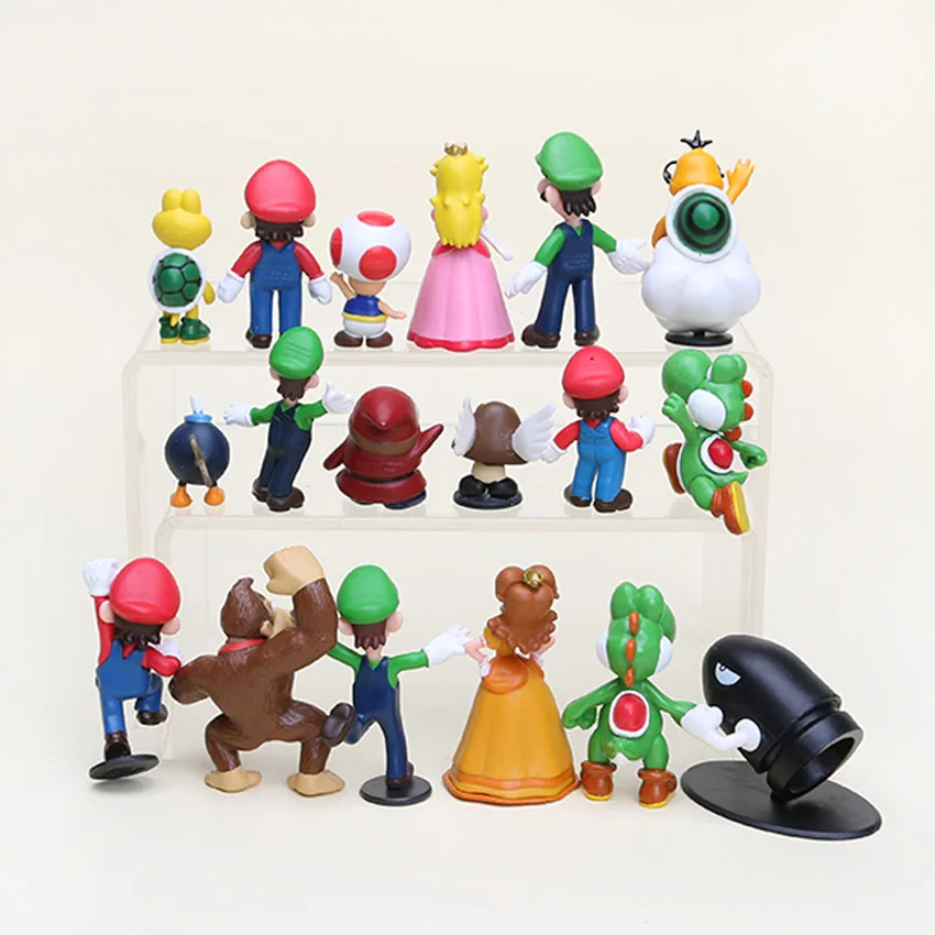 5 компл./лот Super Mario Bros 1-2," Рисунок игрушки куклы Fun коллекционные ПВХ Цифры Super mario рис игрушка yoshi Луиджи 18 шт./компл