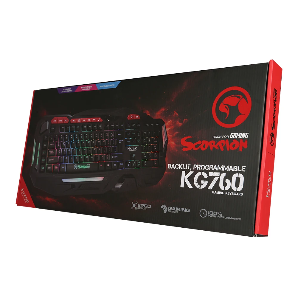 Игровая клавиатура MARVO KG760 светодиодный пульсирующая подсветка игровая