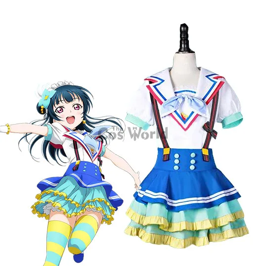 

LoveLive!Sunshine!! Aqours Jumping Heart Tsushima Yoshiko Sailor Suit Uniform Dress Outfit Anime Cosplay Costumes