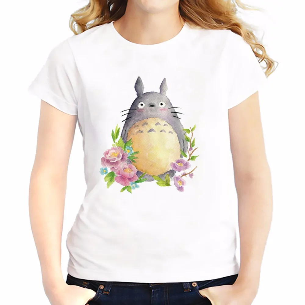 Японские милые забавные футболки Тоторо женская модная белая Повседневная