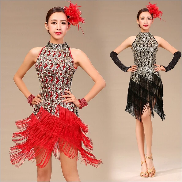 Черное белое синее фиолетовое красное женское бальное платье для сальсы