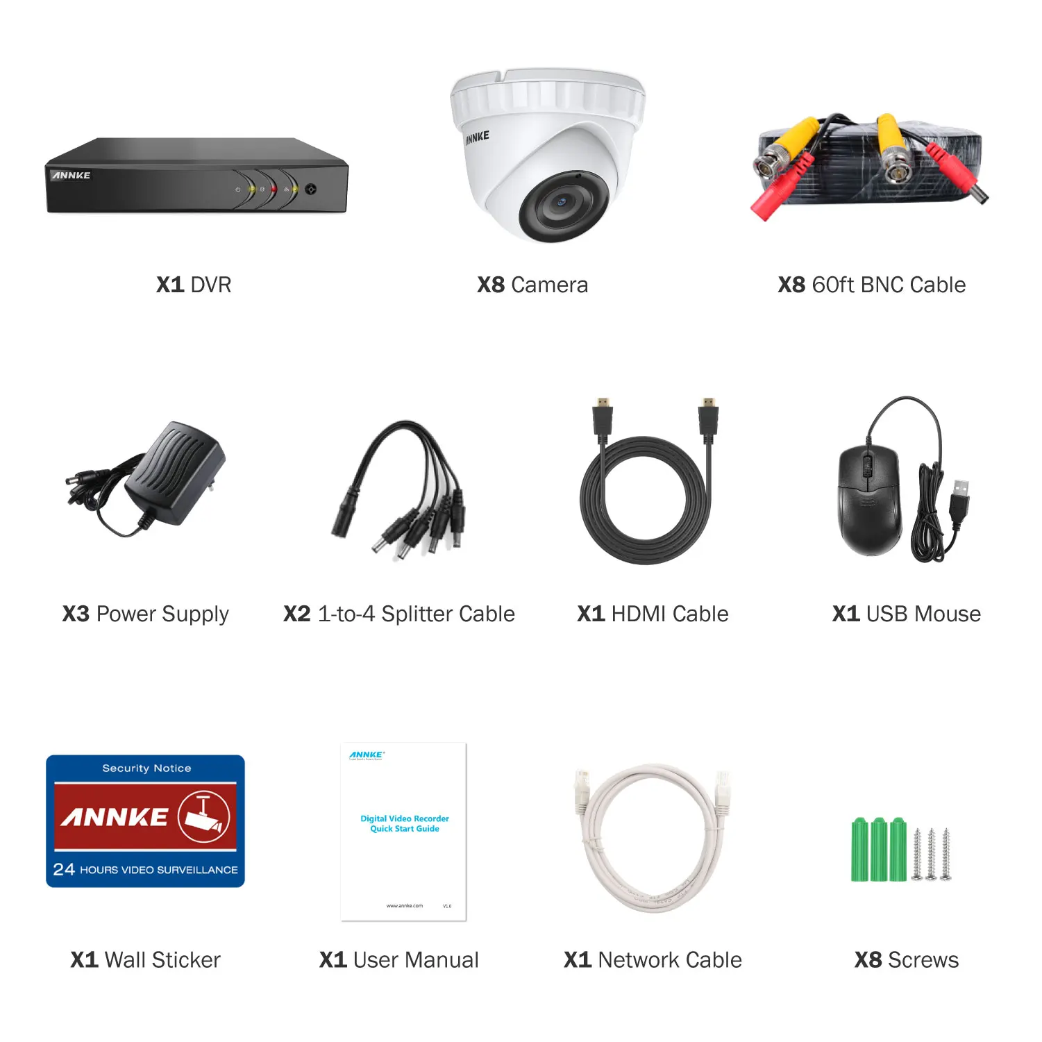 ANNKE 16CH HD 3MP CCTV камера системы безопасности 5в1 HDMI DVR 8 шт. 3MP TVI Купол Открытый Всепогодный домашний комплект обнаружения движения
