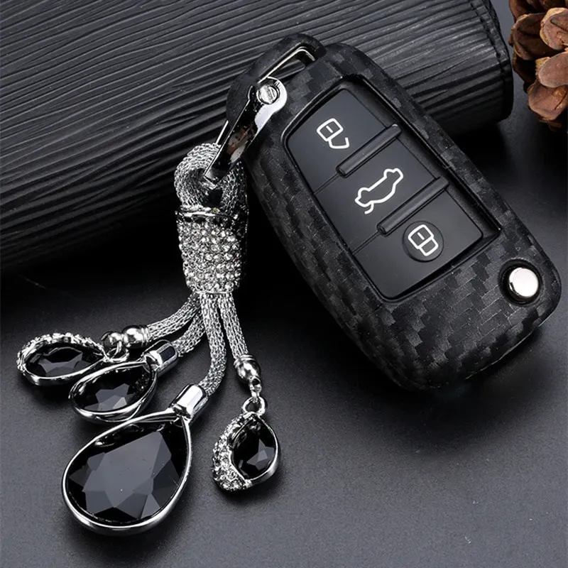 A-keyring Чехол для ключей из углеродного волокна силикагеля для Audi S Line A1 A2 A3 TT Q3 R8 S6 S7 SQ5 RS5 автомобильный брелок для ключей - Название цвета: A-keyring