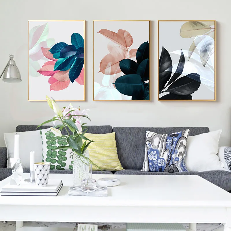 Темно-зеленые листья холст плакат Wall Art плакаты с живописью и принты Nordic
