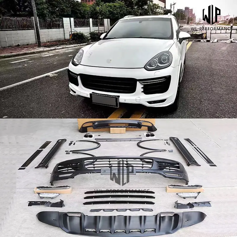 GTS Стиль FRP Неокрашенный Комплект кузова автомобиля передний задний бампер