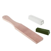 knife sharpener set wooden handle leather sharpening strop handmade razors polishing board and polishing wax leather paste