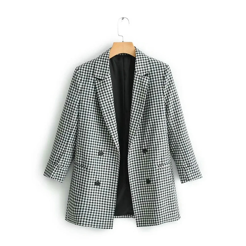 plaid Tangada женский шикарный клетчатый Блейзер с длинным рукавом Новое поступление Блейзер пиджак Офисная Женская Повседневная Верхняя одежда QJ115 - Цвет: plaid
