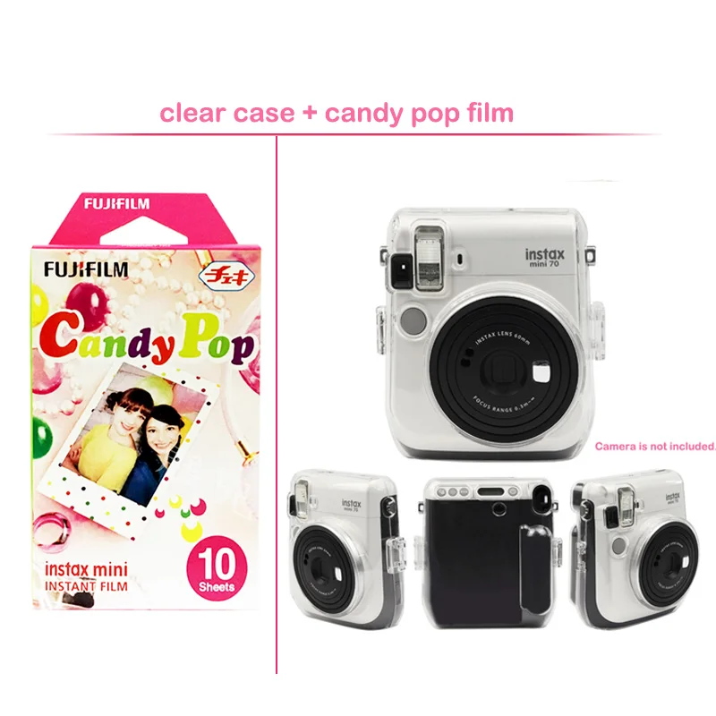 clear case kit 1 Geniune Fujifilm Instax Mini мгновенная цветная пленка с защитной из искусственной кожи чехол для камеры Сумка для Fuji Instax Mini 70 камера - Цвет: clear case kit 1