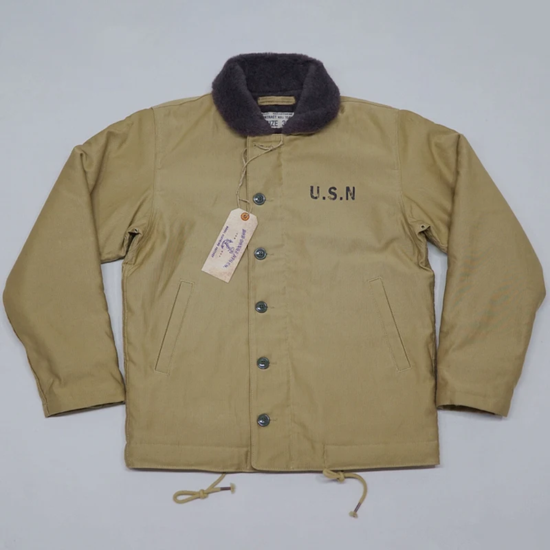 

2018 BOB DONG US Navy N-1 Deck Jacket Basic Model Vintage USN Men's Military Woolen Coat