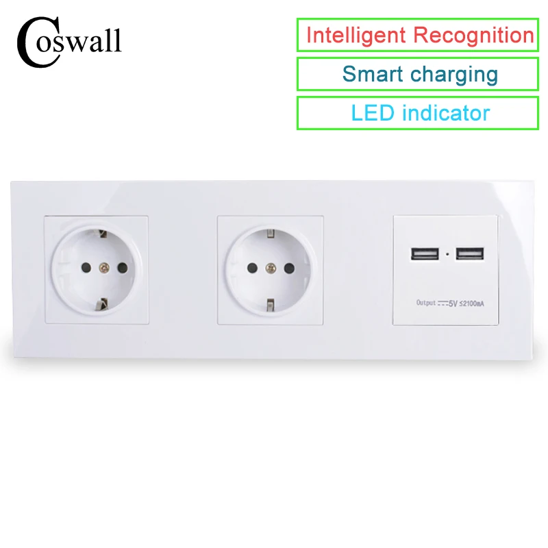 Настенная панель COSWALL для пк двойная розетка 16 а европейская электрическая