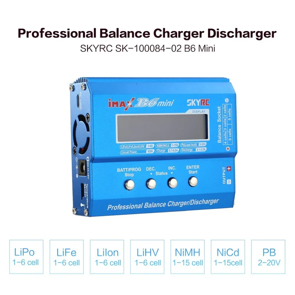 Оригинальное балансирующее зарядное устройство SKYRC iMAX B6 Mini Dis 60 Вт для LiPo Li Ion LiFe Nimh