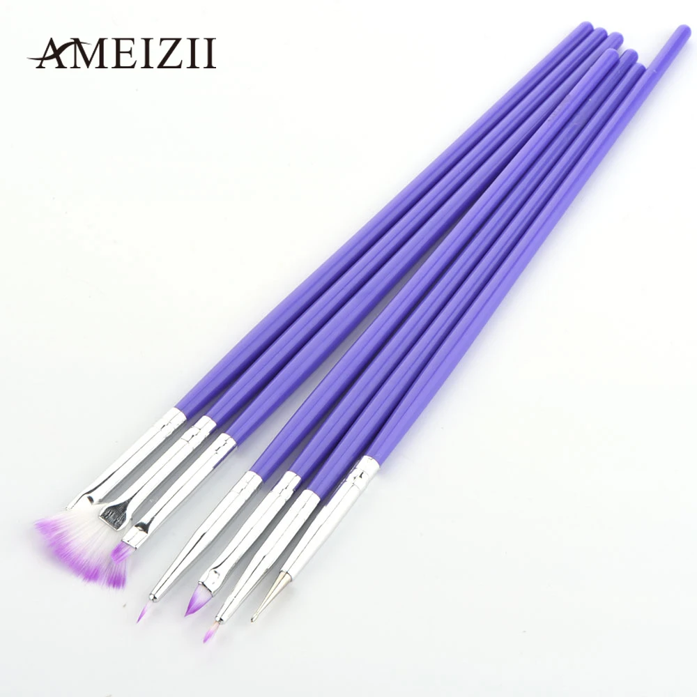 7 шт. французский дизайн маникюрный набор кистей для дизайна ногтей УФ Гель лак