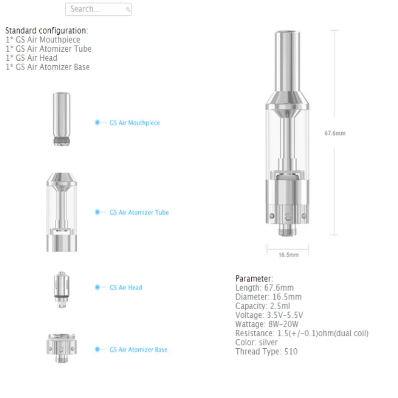 Оригинальный eleaf istick GS распылитель воздуха электронная сигарета фабрика стекла