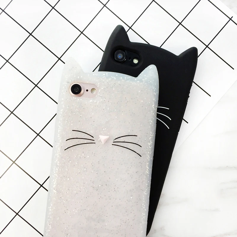 Новый мягкий силиконовый чехол с 3D милыми мультяшными рисунками блестящими