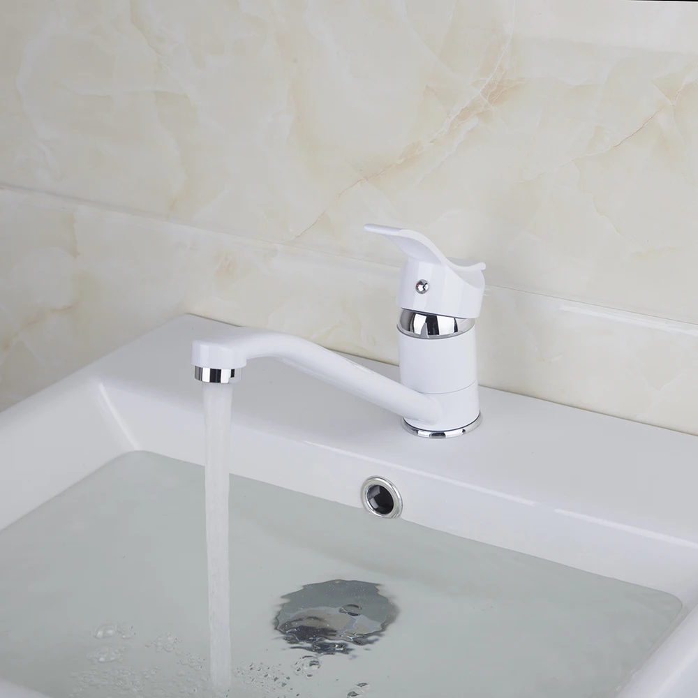 KEMAIDI длинный короткий смеситель с одной ручкой белым рисунком горячей и холодной