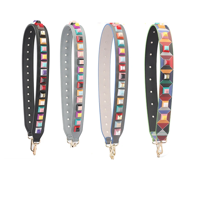 Colorful Rivet Leather Women Bag Strap Shoulder Accessories Belts Famous Brand Replacement For Handbag S087 | Багаж и сумки