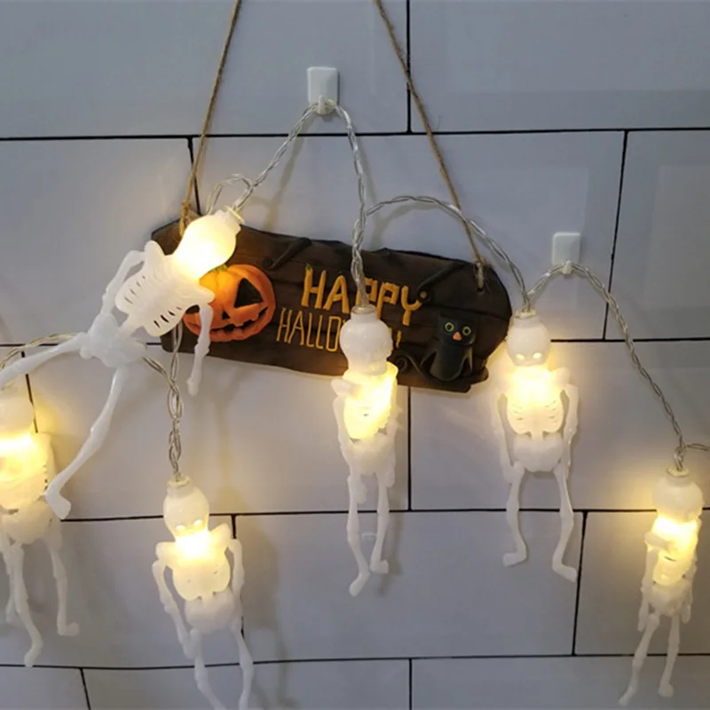 10 LED Хэллоуин украшения тыквы/Призрак/паук/Череп веревка подвесной фонарь