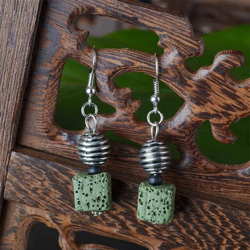 Геометрическая вулканическая каменная капля серьги диффузор эфирного масла