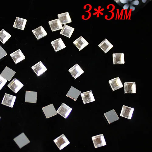 500 шт граненые квадратные кристаллы для ногтей чистый белый стекло драгоценные