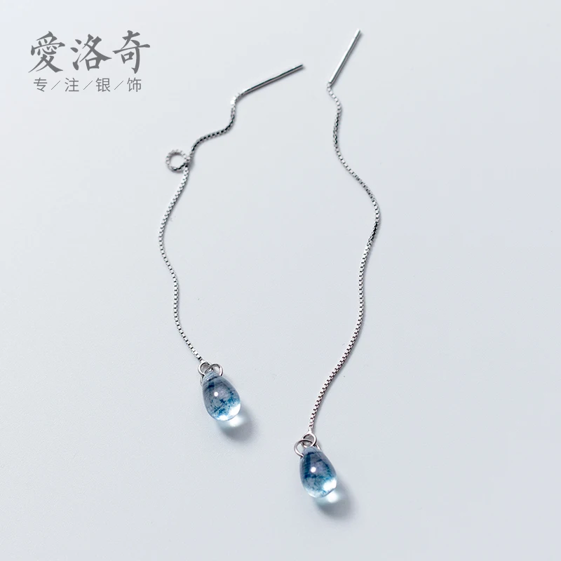 AROCH S925 Серебряная линия уха Женская Shishangsen это синяя капельная темперамент