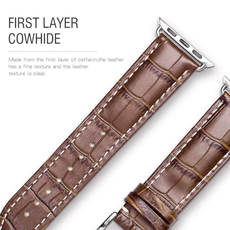 Кутить из телячьей кожи кожаный ремешок для наручных часов Apple Watch серии 3/2/1 42 мм 38