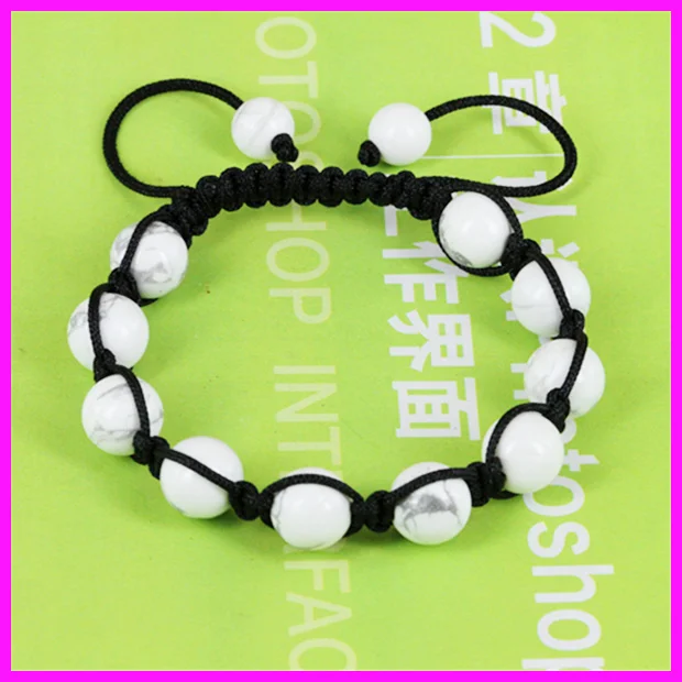 Fashion White Howlite Gems Stones Beads Macrame Bracelet Handmade Braiding Adjustable Bangle Unisex | Украшения и аксессуары