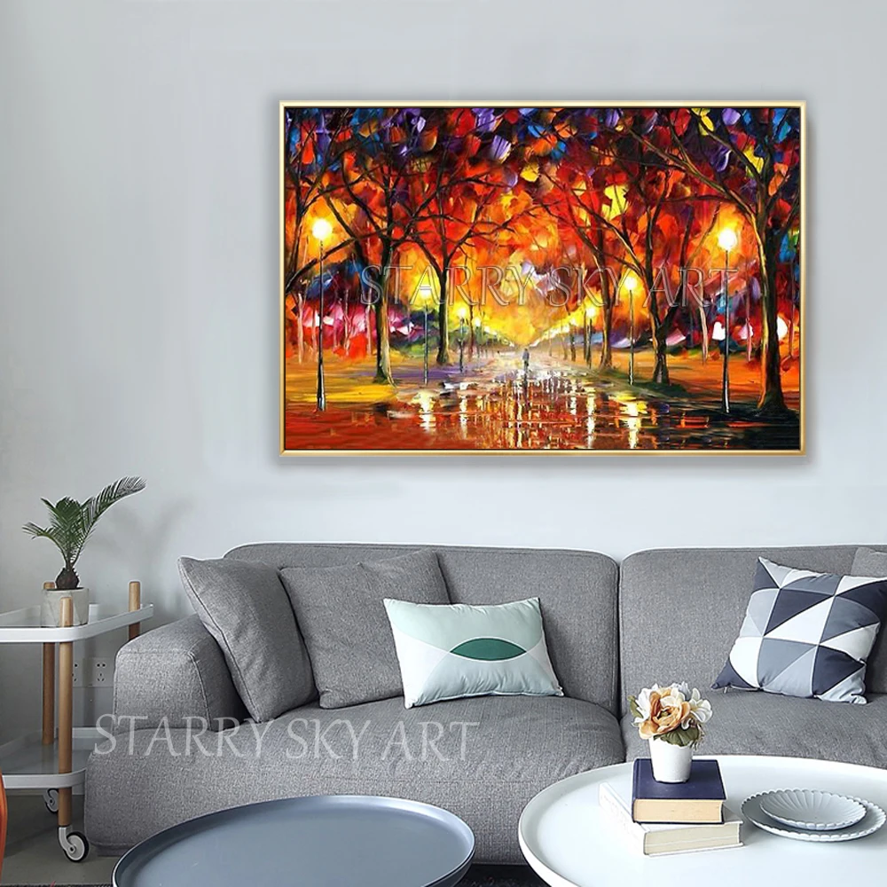 

Artist Hand-painted Textured Acrylic Painting Palette Knife Landscape Oil Painting on Canvas Textured Oil Acrylic Knife Painting