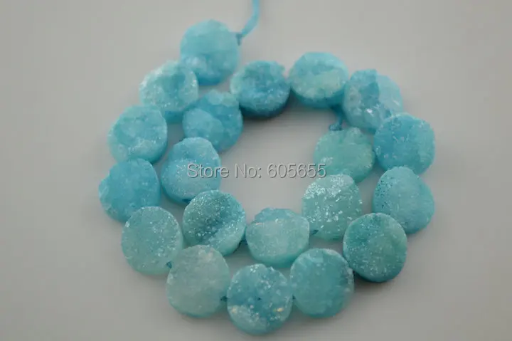 10 мм синий цвет Друза плоские круглые кабошоны каменные монеты бусины 20 шт. в