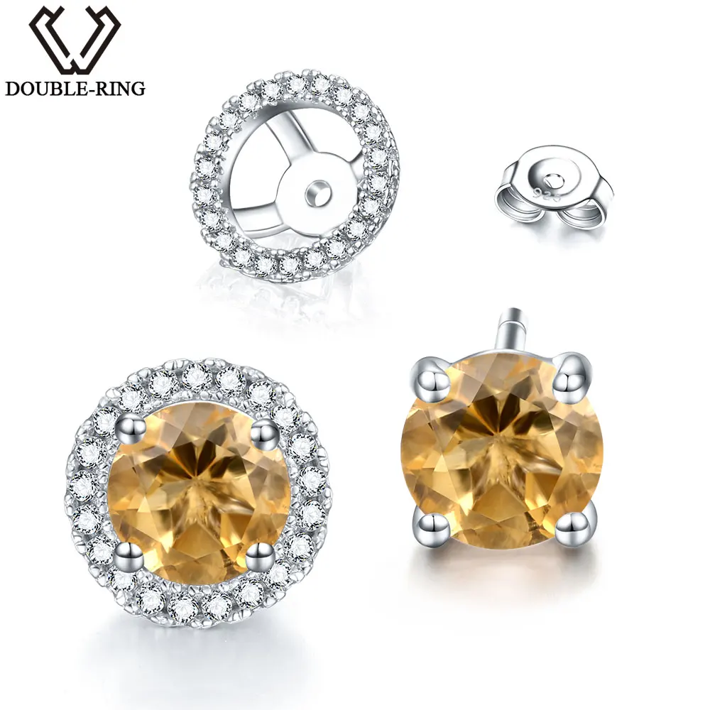 

DOUBLE-R 1.64 Ct Природный цитрин двойное использование серьги с желтым камнем серьги серебро 925 с камнями серьги серебро бижутерия серьги гвоздик...