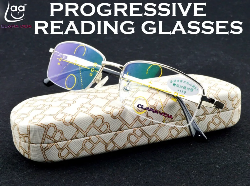 

= CLARA VIDA = Intelligence Progressive Multifocal Commercial Reading Glasses Bifocal See Near Far Ultra Light +1 +1.5 +2 TO +4