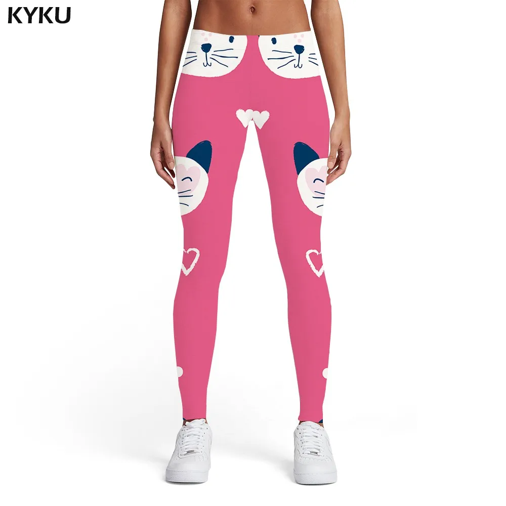 Ladies leggings07 KYKU леггинсы с котом, женские леггинсы с животными, сексуальные, с граффити, эластичные, розовые, женские, s леггинсы, штаны, джеггинсы, джеггинсы, забавные - Цвет: Ladies leggings07