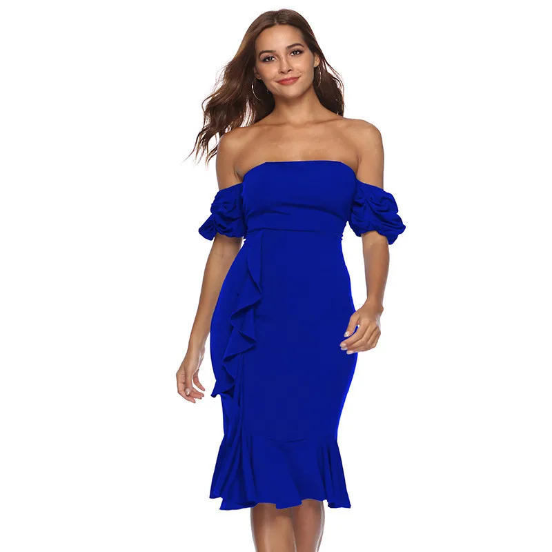 2019 Women Summer Dress Sexy &amp Club Party Night Elegant Strapless Bodycon Midi Plus Size | Женская одежда