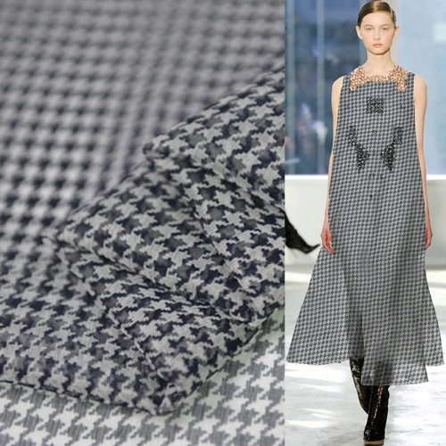 Шелковая сетчатая ткань с принтом гусиная лапка очень тонкая 5 мам SCG429|Ткань| |