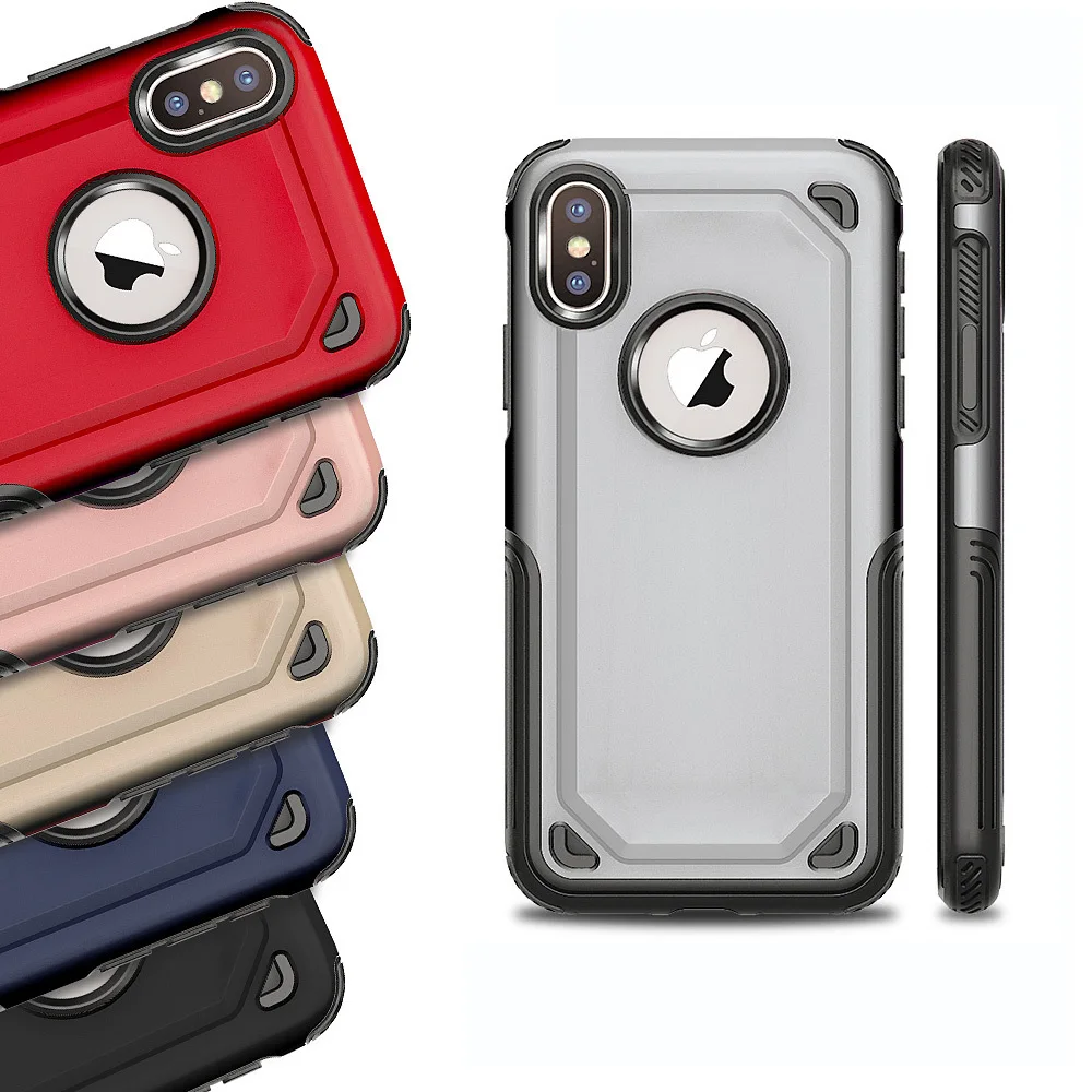 Dual Layer Carbon Fiber Matte Defender Armor Case Soft Rubber &amp Hard PC Shockproof Protective Cover For Apple iPhone X 7 8 Plus |