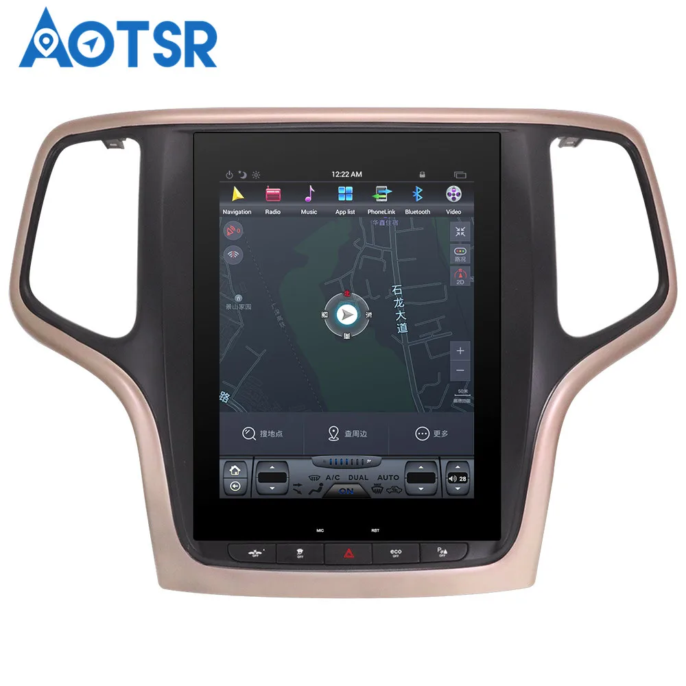 Android Tesla стиль Автомобильный GPS навигатор для JEEP Grand Cherokee 2014-2018 золотой и черный