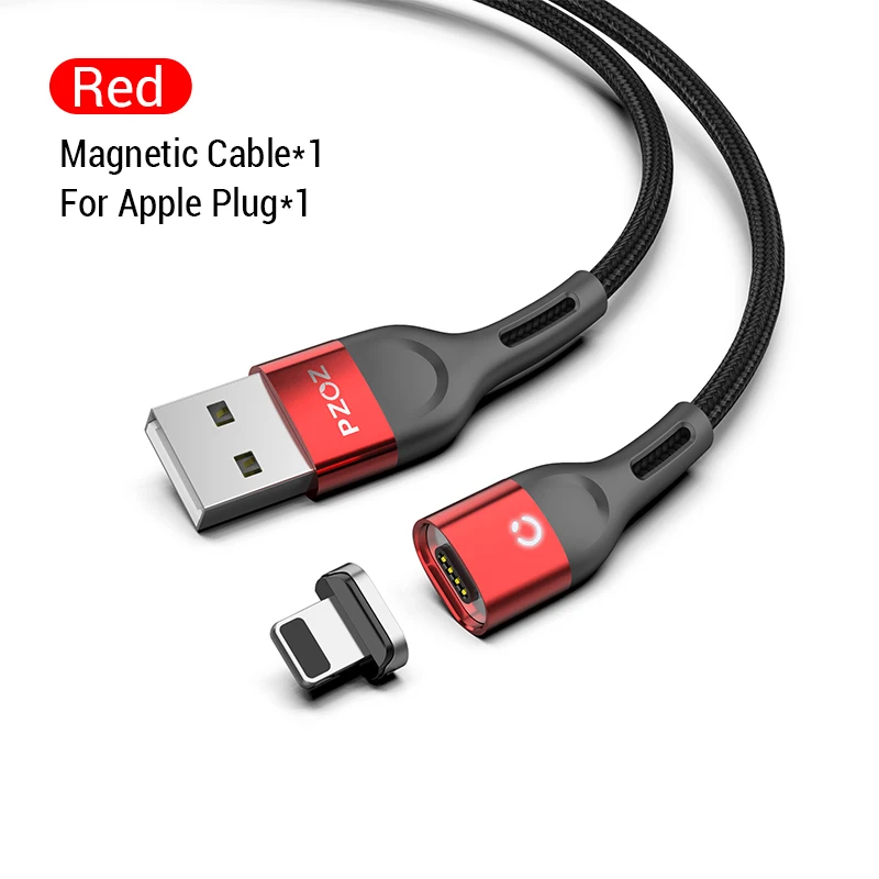 Red For iPhone PZOZ Магнитный кабель Micro USB C Быстрая Зарядка адаптер Microusb type-C магнит зарядное устройство Тип C кабель для iPhone samsung Xiaomi шнур Магнитный кабель Microusb type-C Магнитный кабель Быстрая Зарядка адаптер - Цвет: Red For iPhone