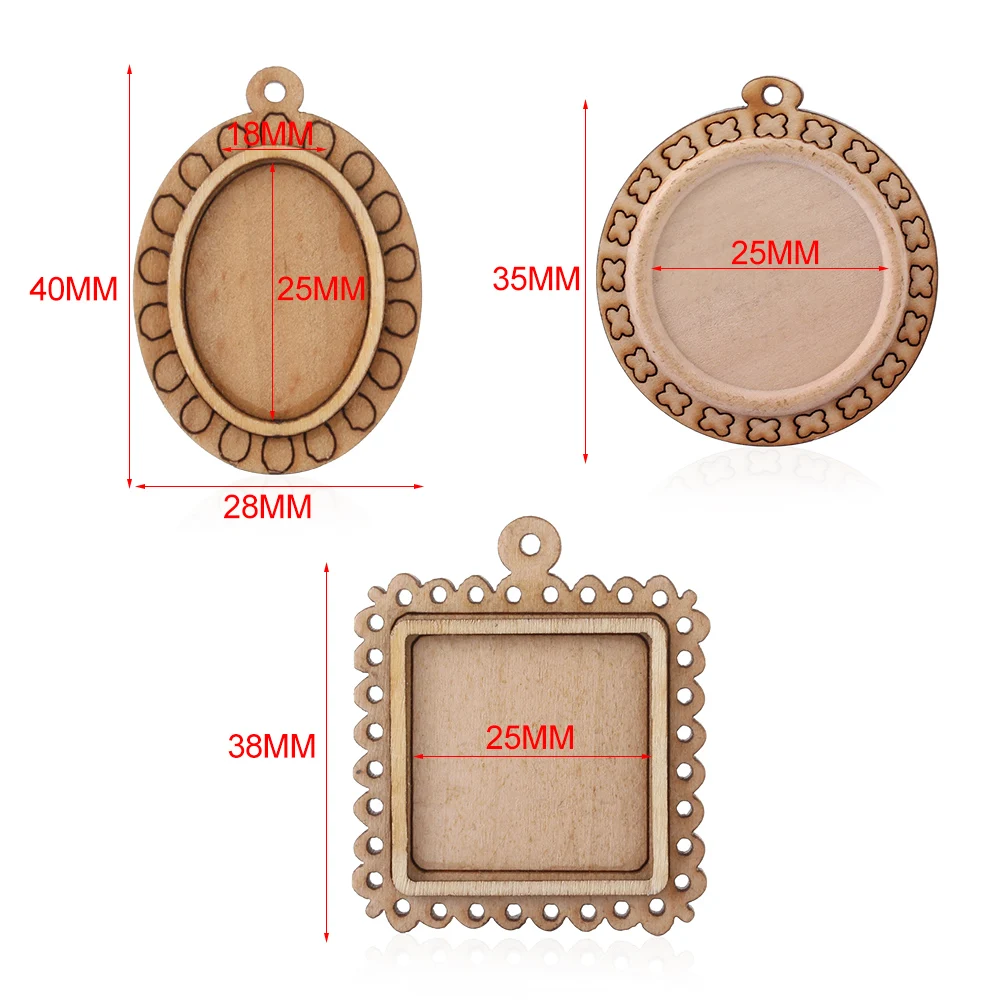 Круглый квадратный Подвесной деревянный фотоподнос подходит для 30 мм камней