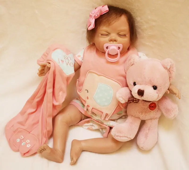 

Silicone reborn baby girl dolls 22"55cm cute bebe reborn menina bonecas soft body real alive baby bonecas reborn toys plush doll