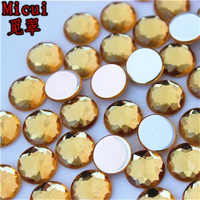 Light coffee Micui 100 шт 10 мм круглые акриловые стразы с фаской, кристаллы и камни, стразы с плоской задней частью, без отверстия для рукоделия одежды MC752 - Цвет: Light coffee