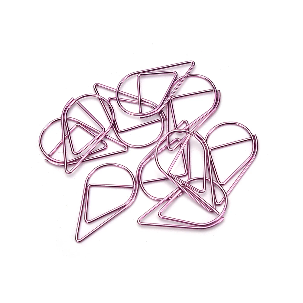 1.5*2.5cm 10PCS Water Drop Shape Metal Bookmark Memo Books Marking Clip Modeling Book Marks Office School Stationery Supplies | Канцтовары