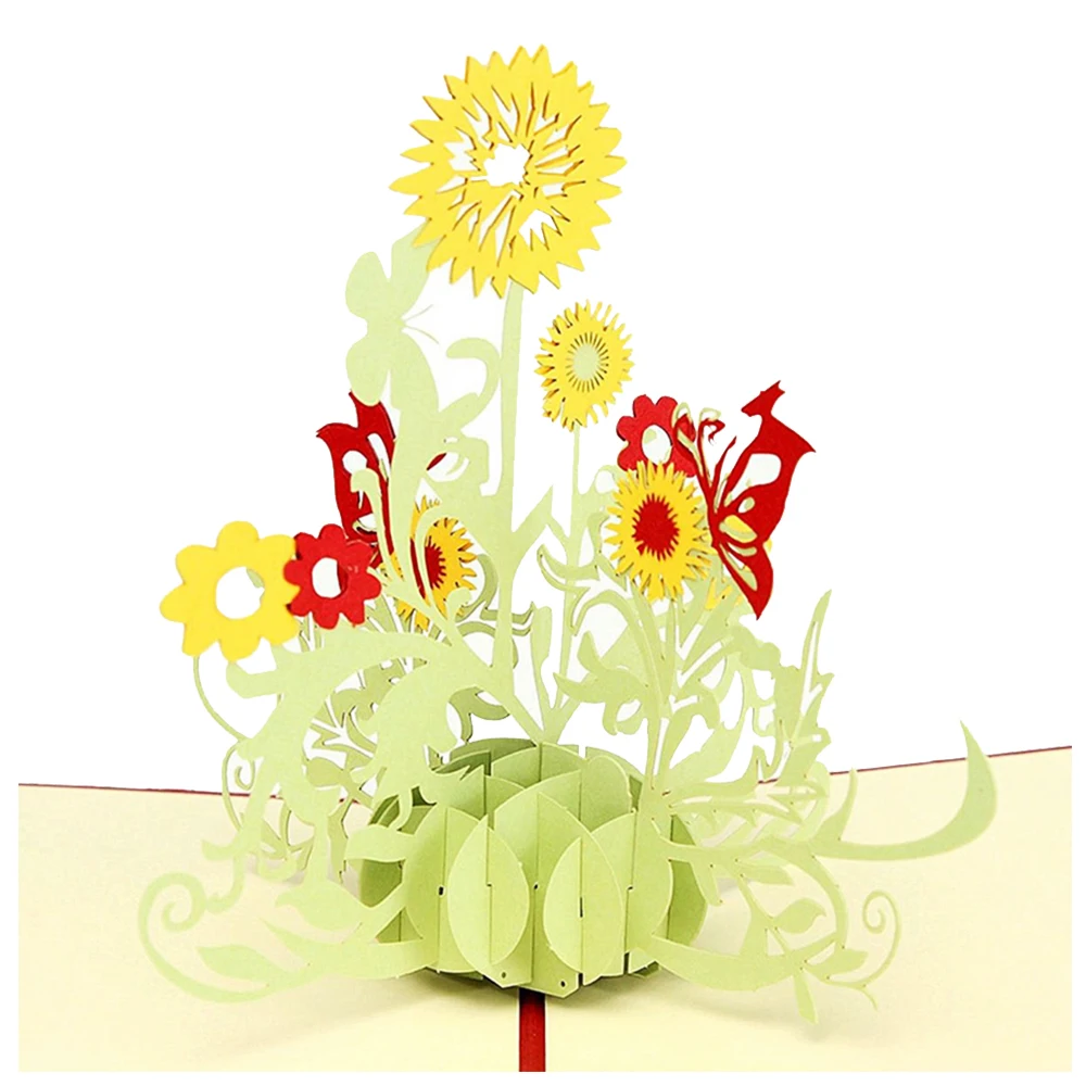 UESH-3D pop up birthday card postcard gift sun flower Sunflower | Дом и сад