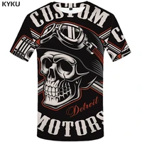 kyku skull t shirt men black tshirt funny punk rock clothes military 3d print t shirt hip hop mens clothing summer streetwear