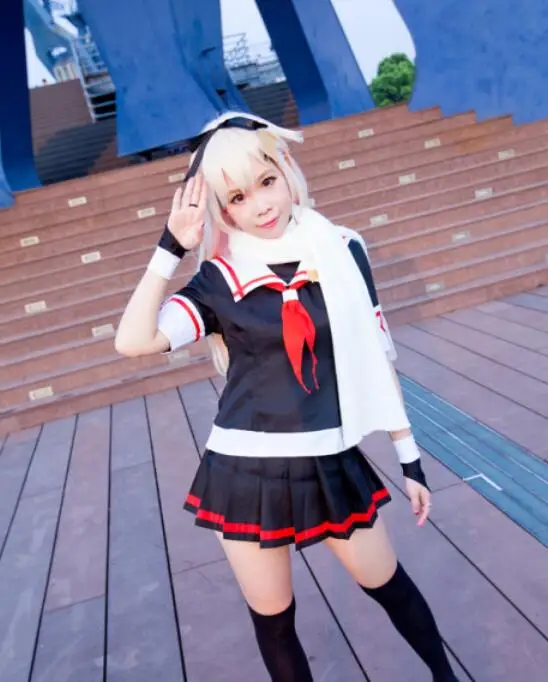 Sega Kantai Collection kanклей Shimakaze Косплей yuudachi костюм матросское платье на заказ |