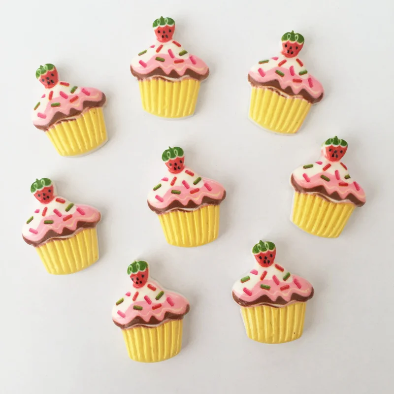 Ручная роспись красочный клубничный торт плоская спина кабошон камень