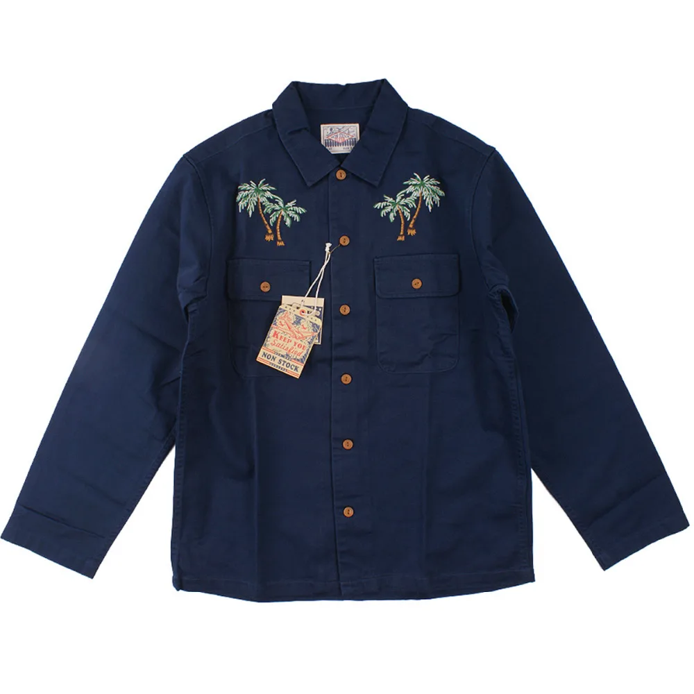 Осень Зима холст вышивка белая рубашка мужская карго Chemise Homme Manche Longue уличная