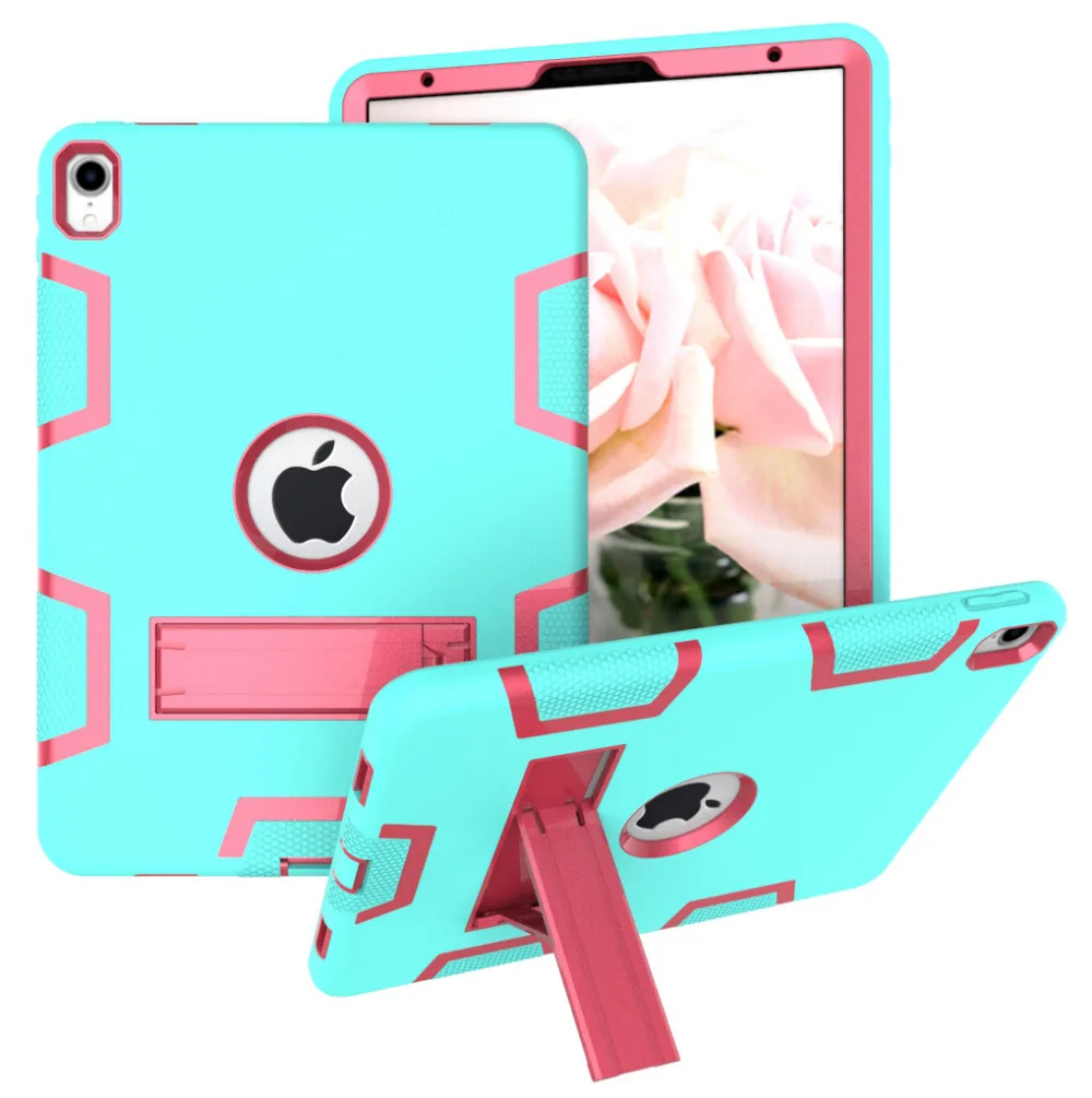Чехол Funda Shell Capa Cover для Apple iPad Pro 11 дюймов 2018 года из силикона, ударопрочный, резиновый, жесткий, с подставкой.